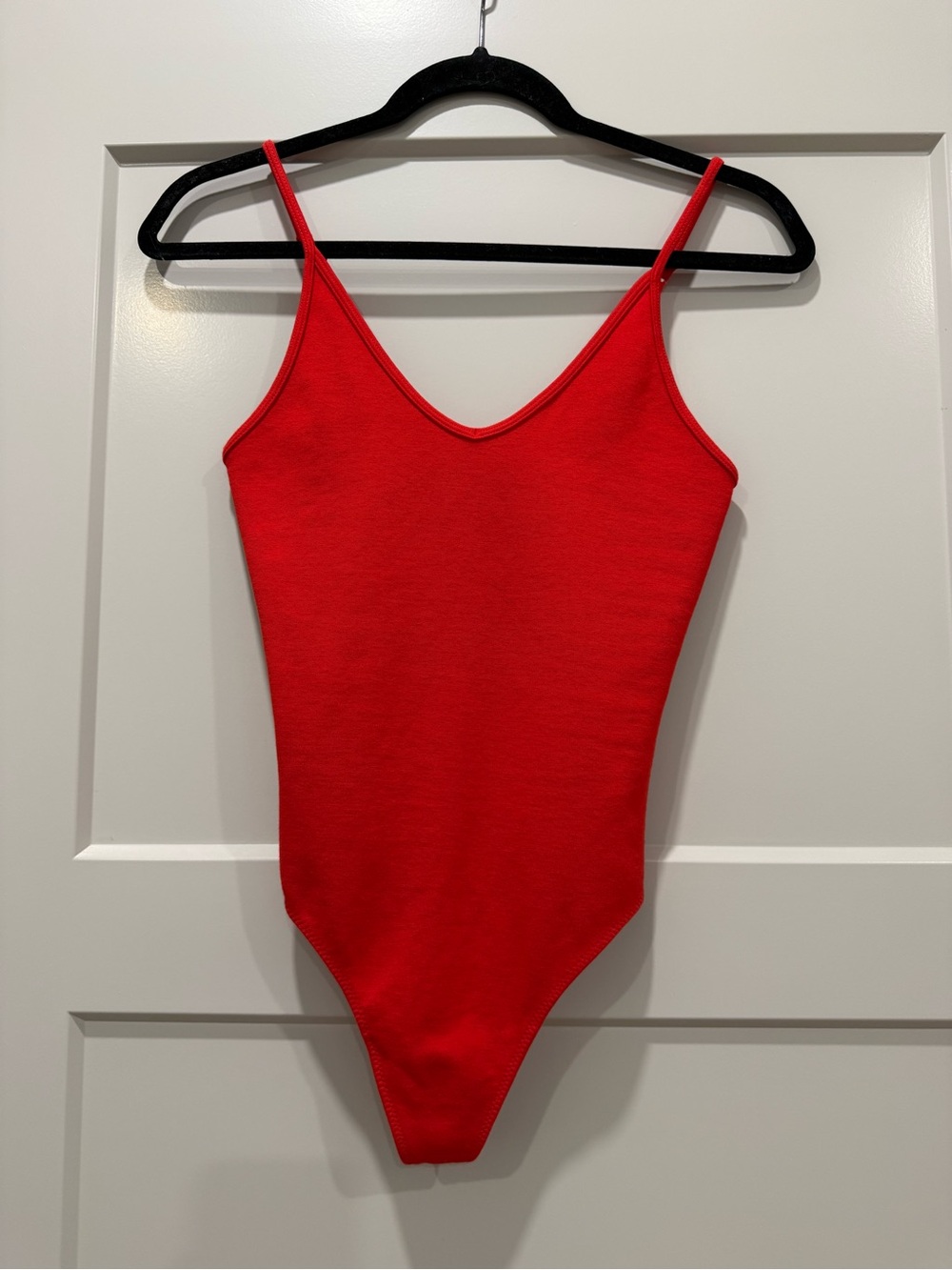 Sunday Best Red V-Neck Spaghetti-Strap Bodysuit